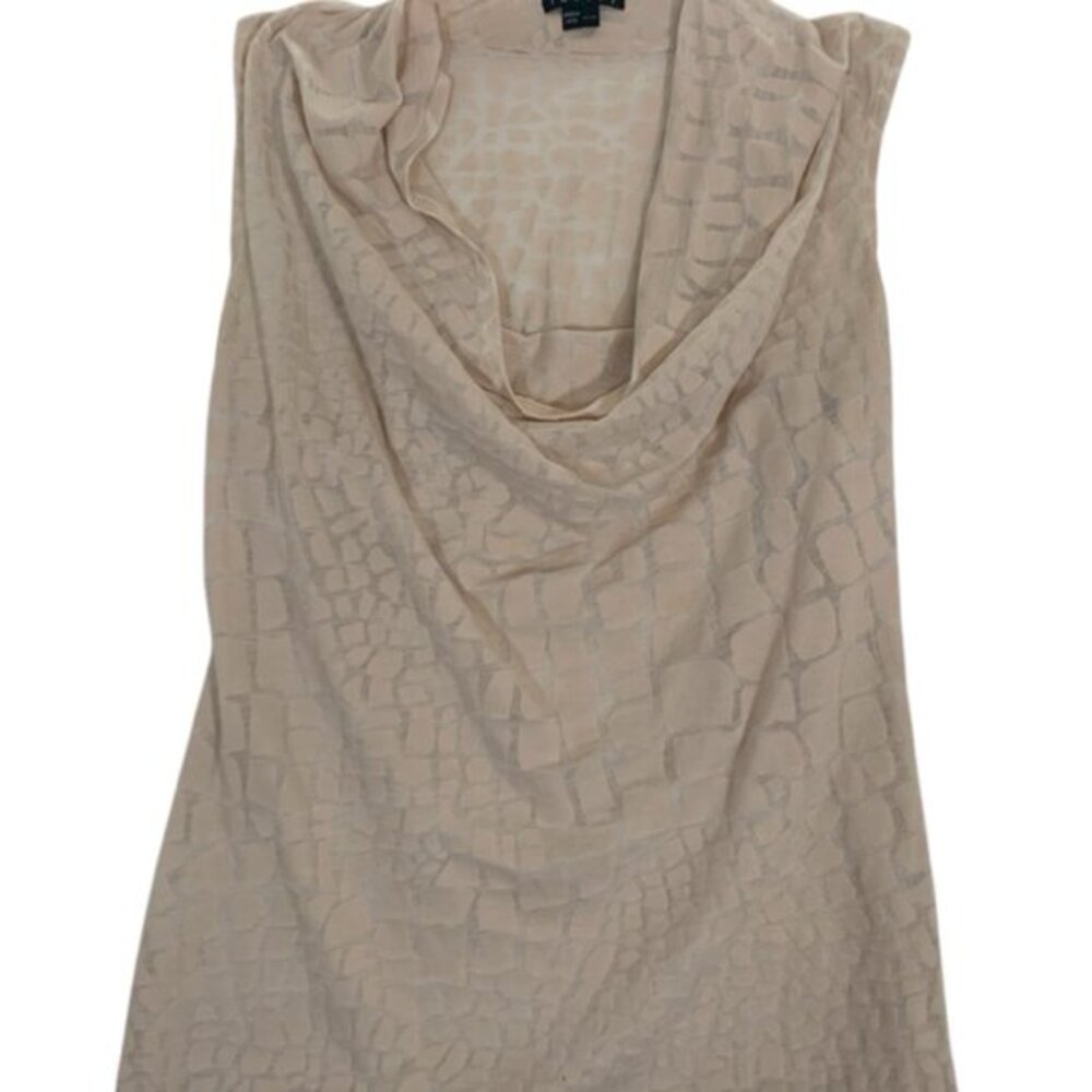 Theory Sleeveless Top Size Small Tall Beige Patterned Cowl Neck